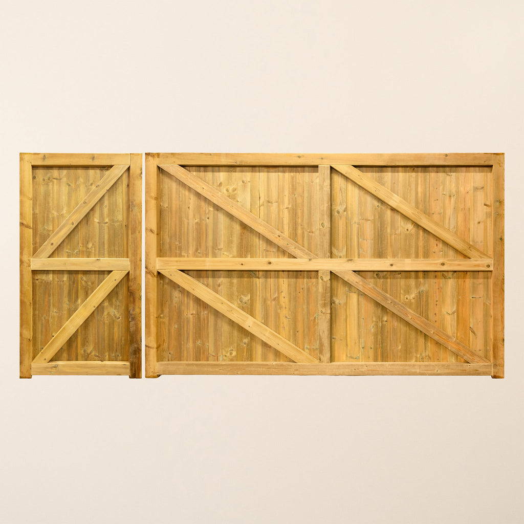 Croyde Scandinavian Redwood Mortise & Tenon 3/4 Split Driveway Gate Pair