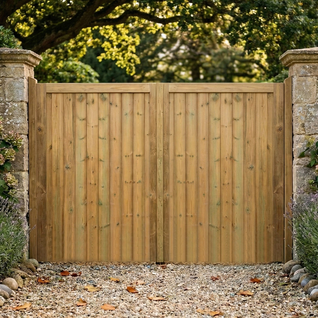 Croyde Scandinavian Redwood Mortise & Tenon T&G Driveway Gate Pair