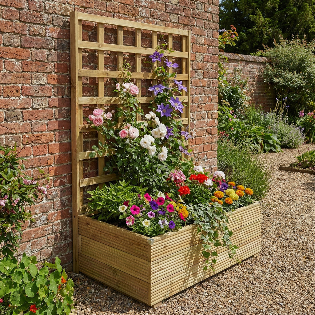Scandinavian Redwood Deluxe Decking Planter With Trellis