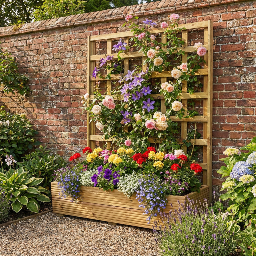 Scandinavian Redwood Standard Planter with Trellis