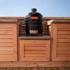 Outdoor Kitchen with Slatted Cabinets & Polished Concrete Worktop