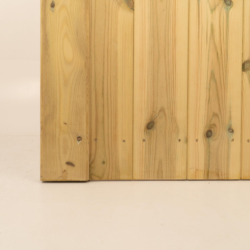 Cottage Scandinavian Redwood Mortise and Tenon T&G Driveway Gate Pair