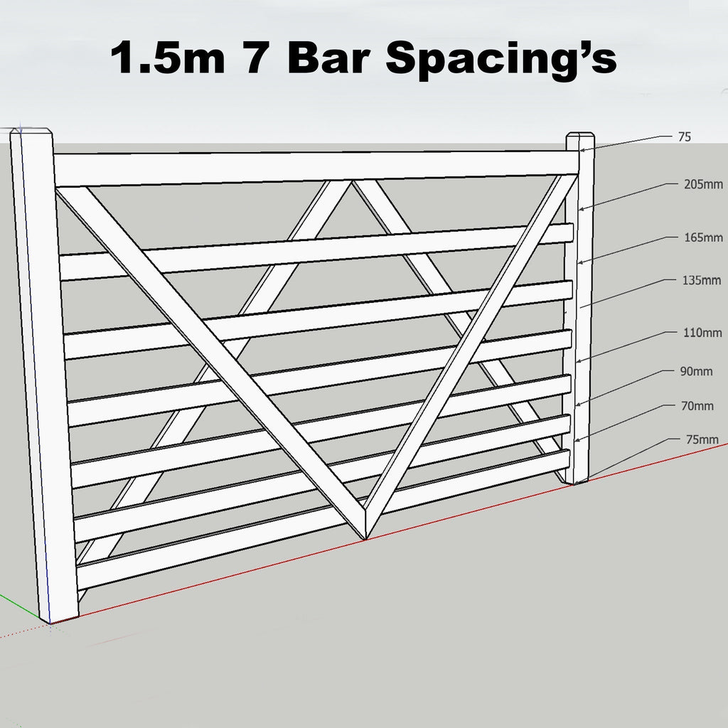 Planed Scandinavian Redwood 5-Bar Field/Driveway Gate