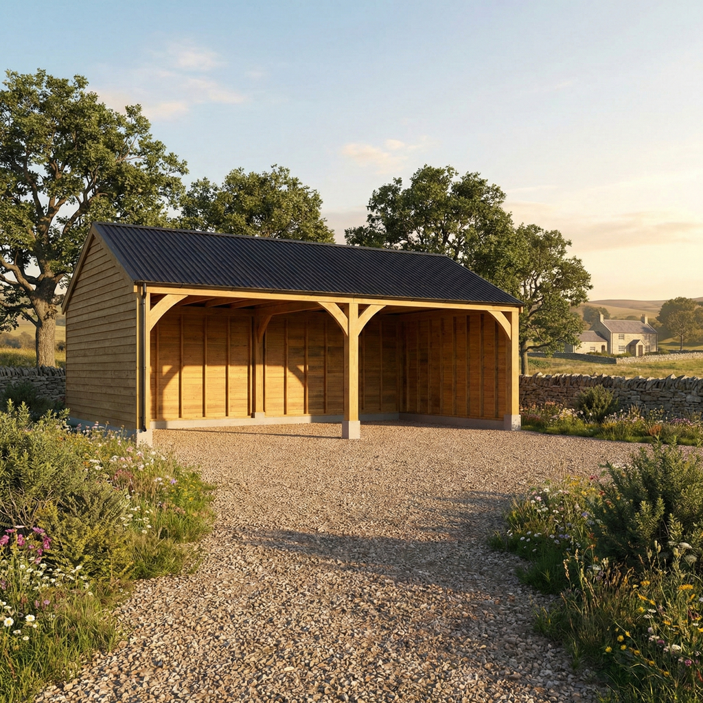 Corrugated Roof Oak Car Port