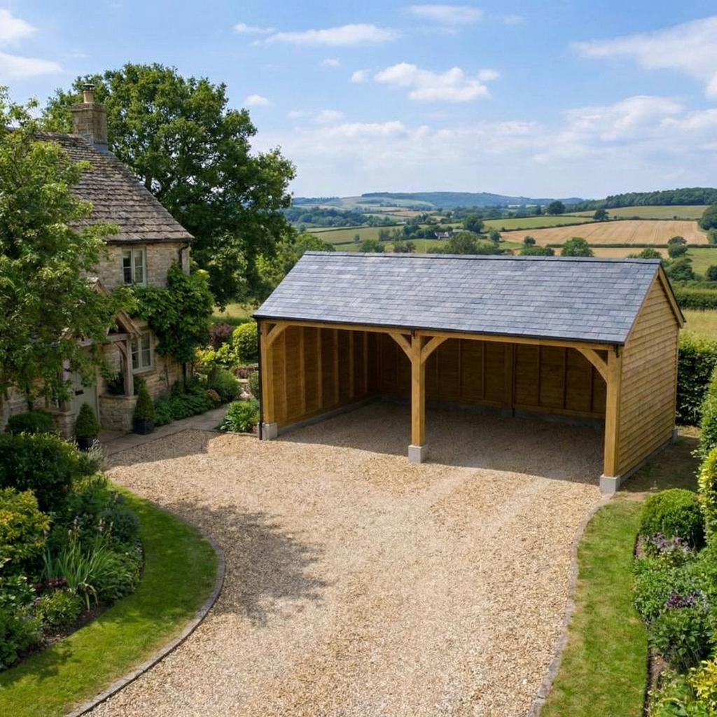 Slate Roof Oak Car Port