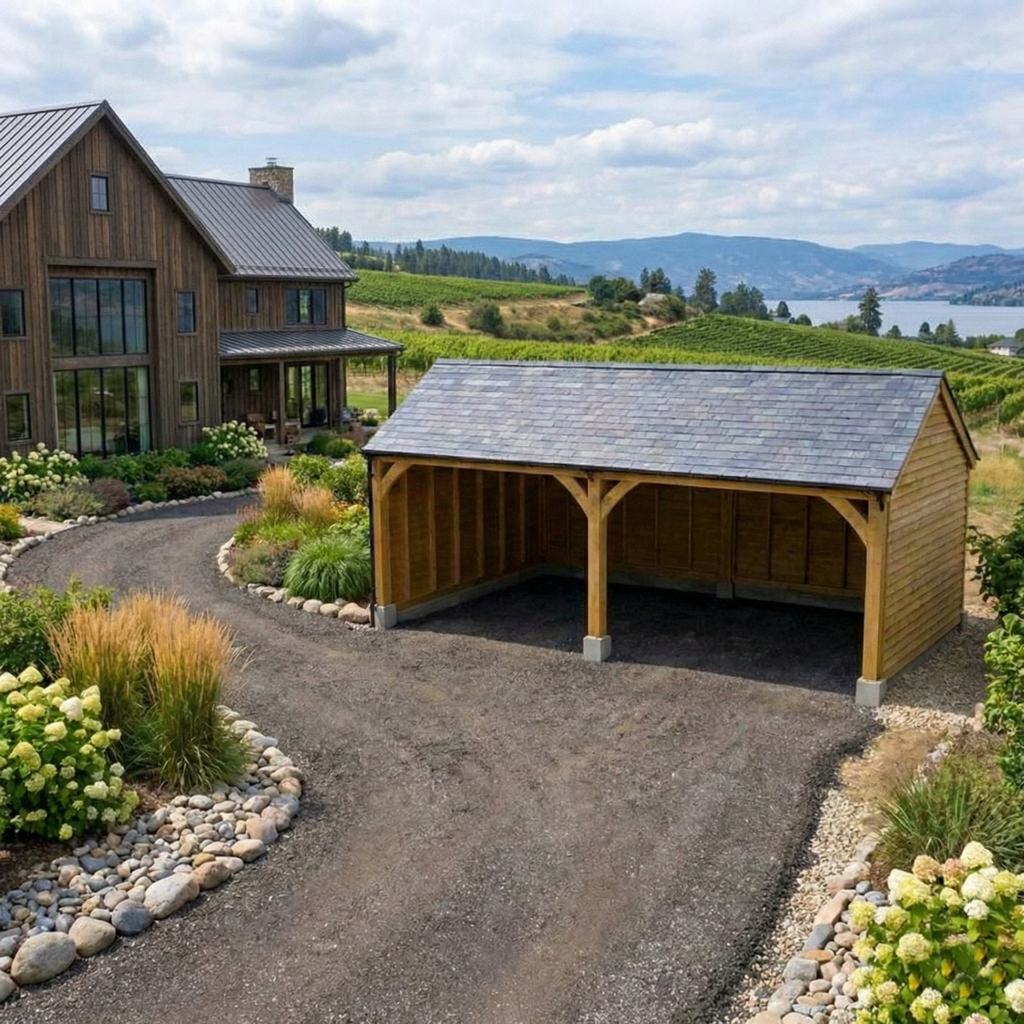 Slate Roof Oak Car Port