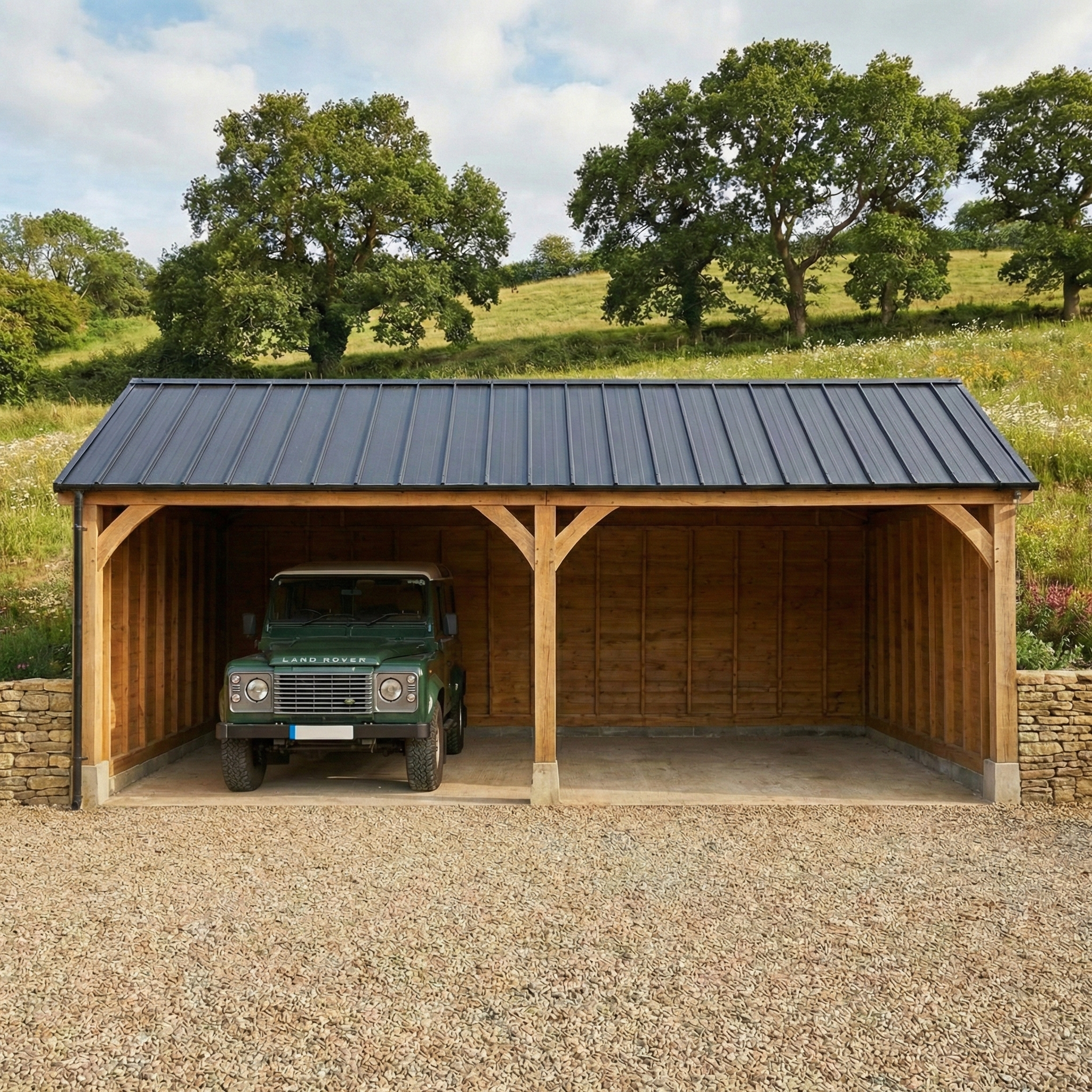 Standing Seam Roof Oak Car Port