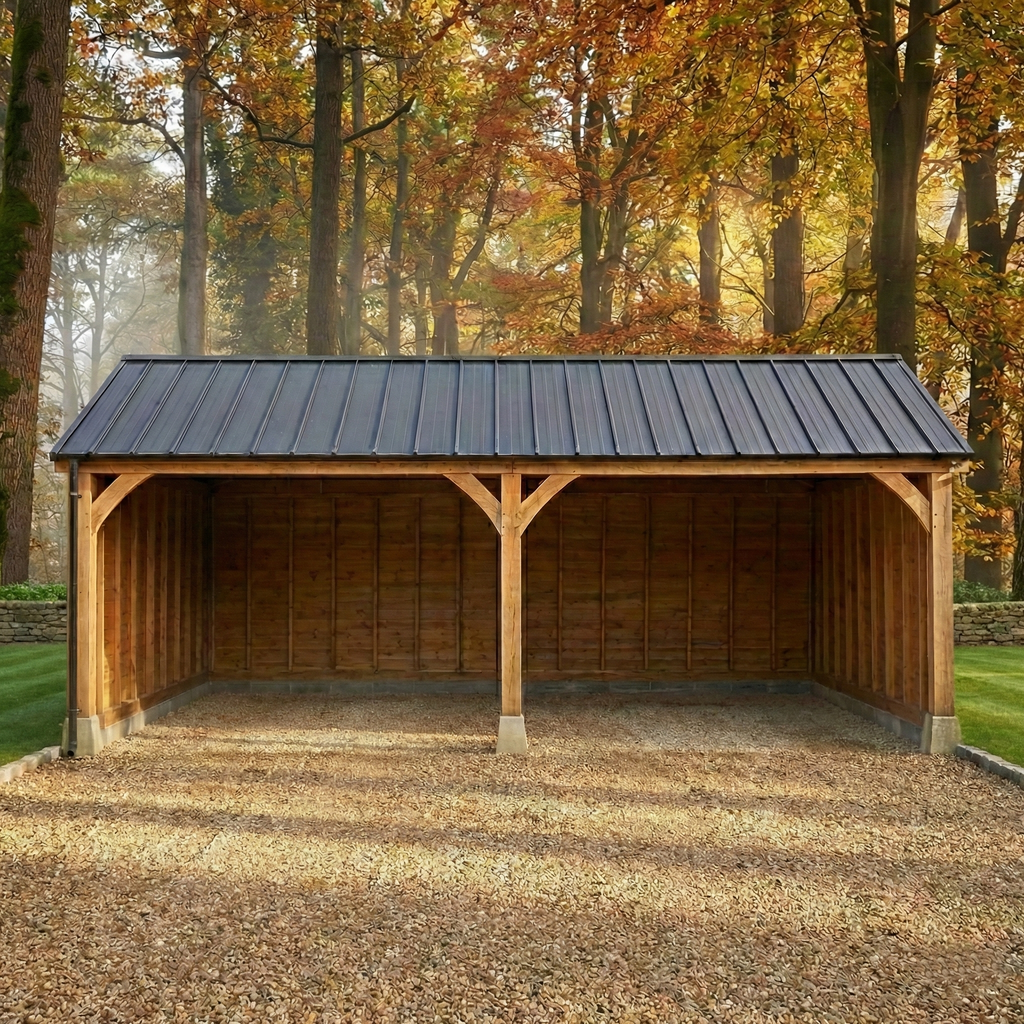Standing Seam Roof Oak Car Port