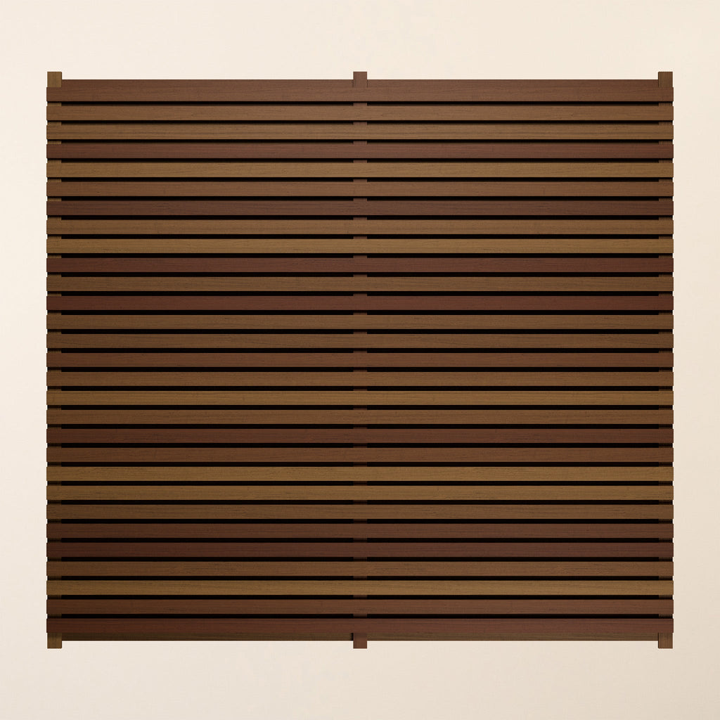Iroko Slatted Fence Panels (Double Sided)
