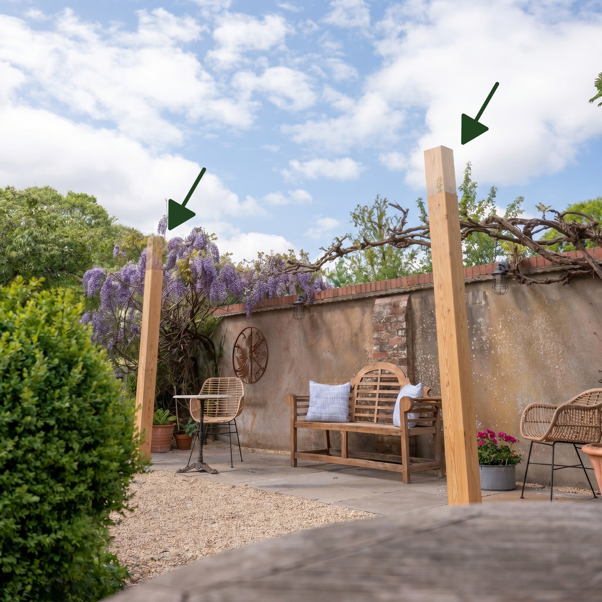 Larch Extended Post Height - Total Post Height 3m (2 Posts for Pergolas)