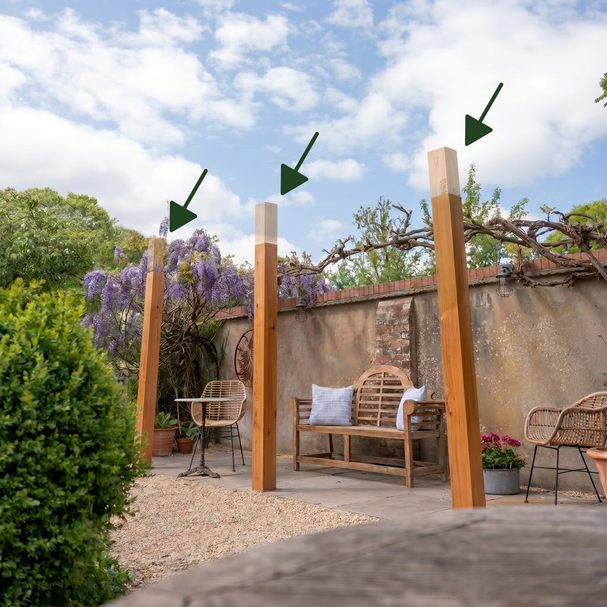 Cedar Extended Post Height - Total Post Height 3m (3 Posts for Pergolas)