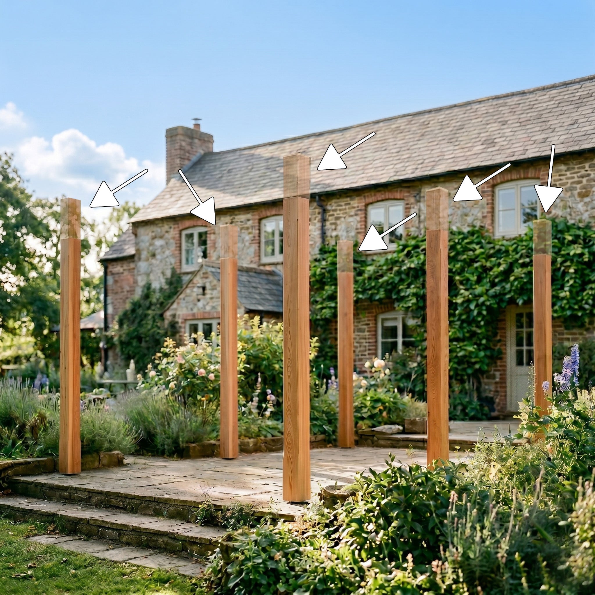 Cedar Extended Post Height - Total Post Height 3m (6 Posts for Pergolas)