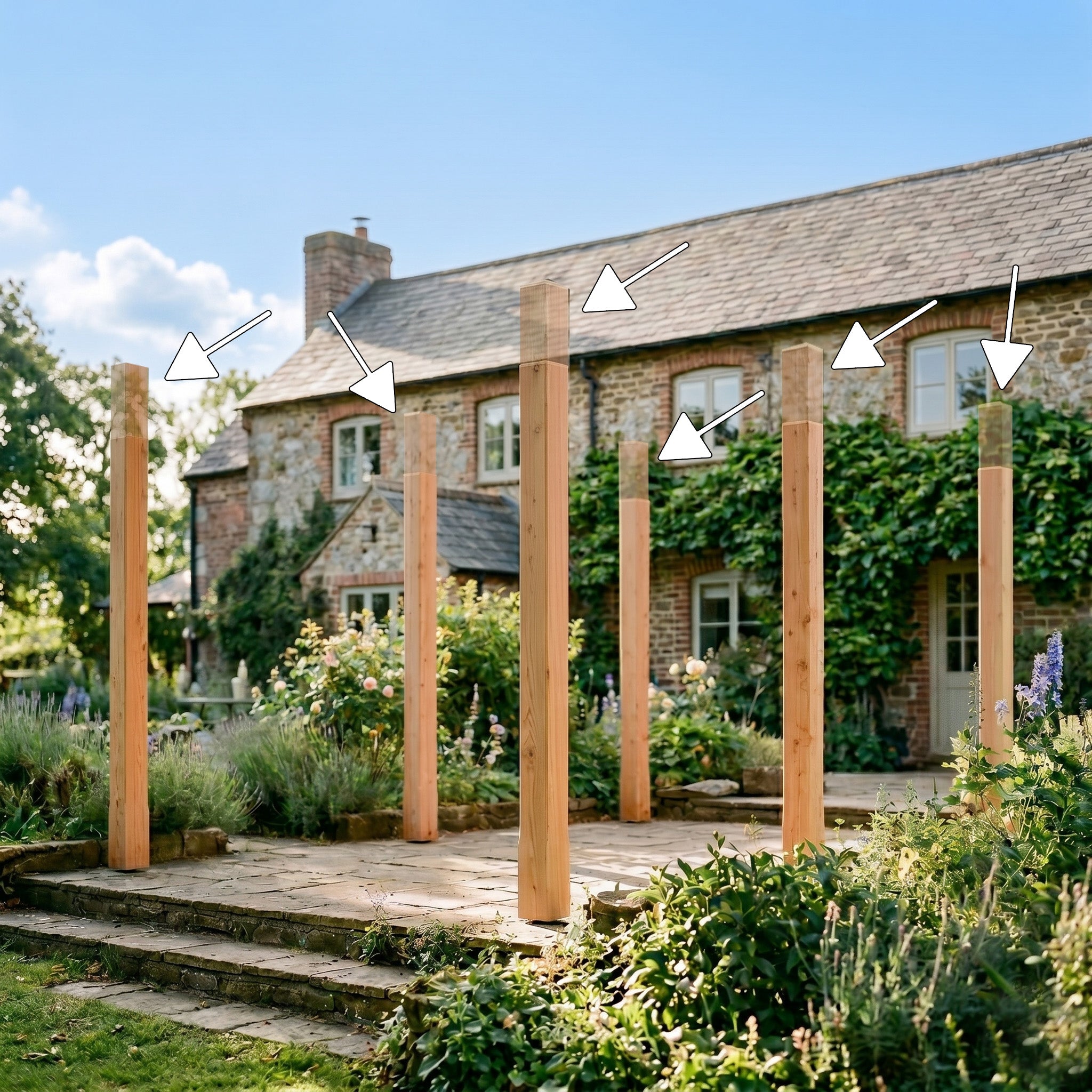 Larch Extended Post Height - Total Post Height 3m (6 Posts for Pergolas)