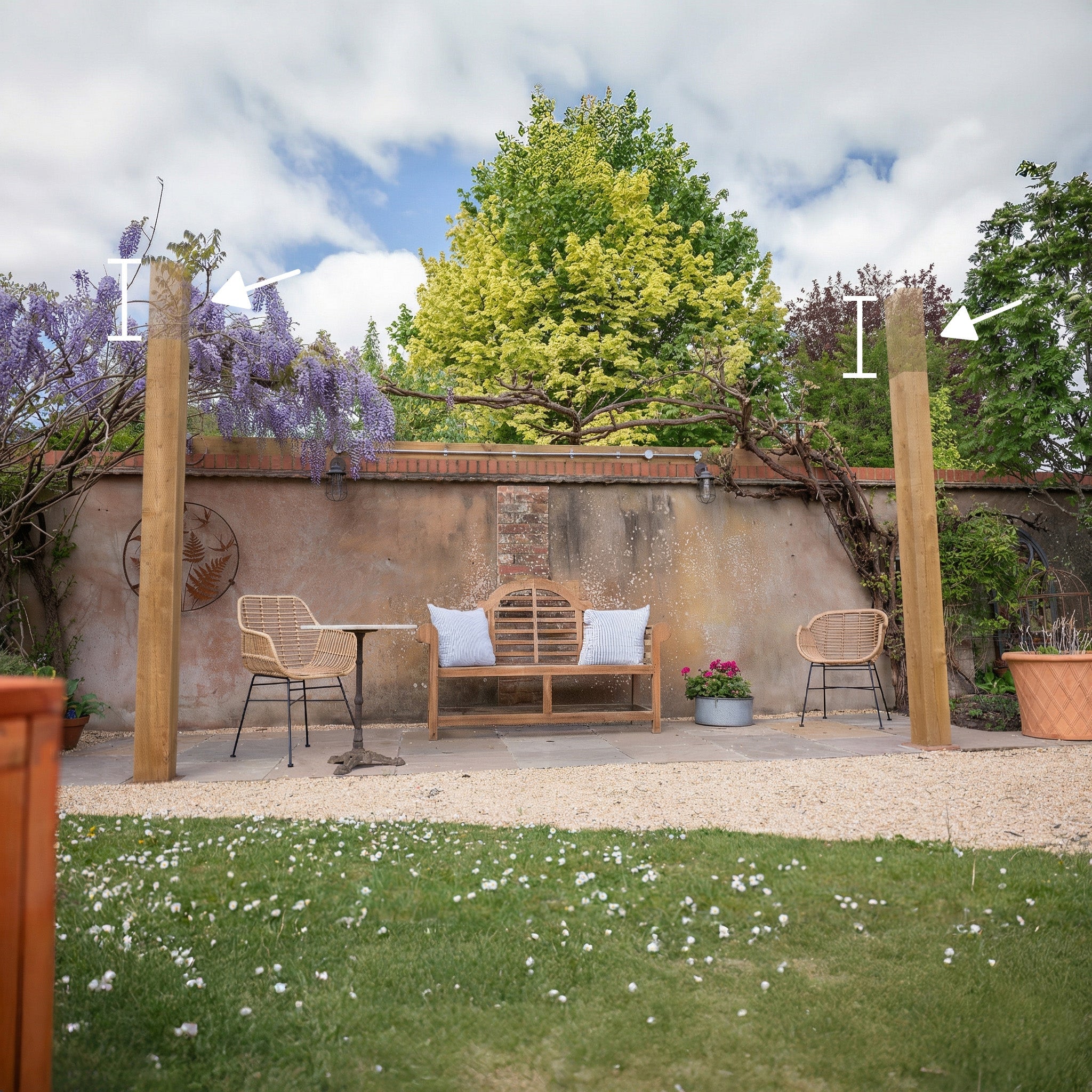 Extended Post Height - Total Post Height 3m (2 Treated Sawn Posts for Lean-To Pergolas)