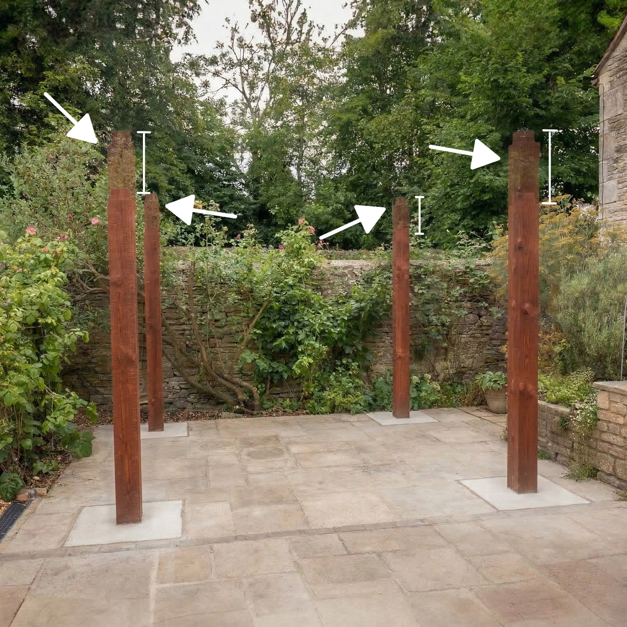 Extended Post Height - Total Post Height 3m (4 Treated Sawn Posts for Pergolas)