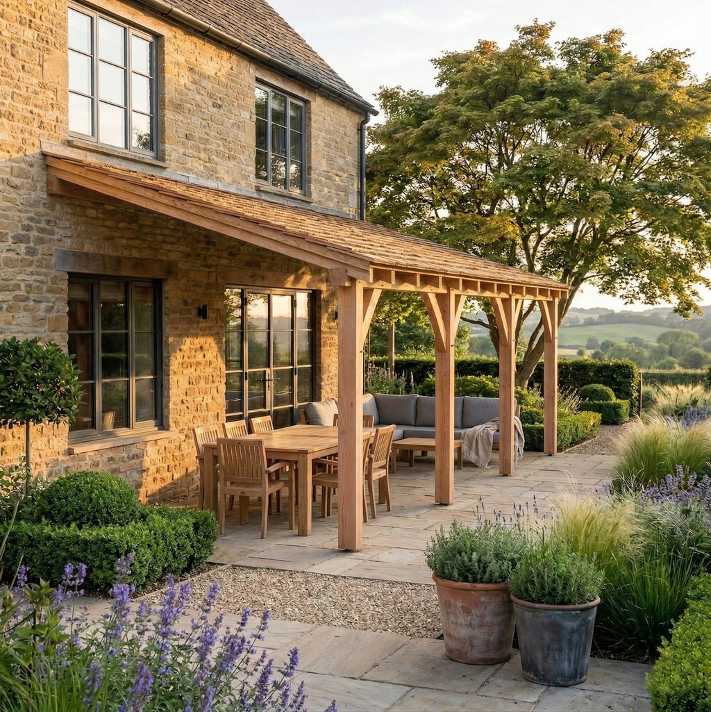 Ruby Lean-To Treated Featheredge Roof Planed British Larch Gazebo