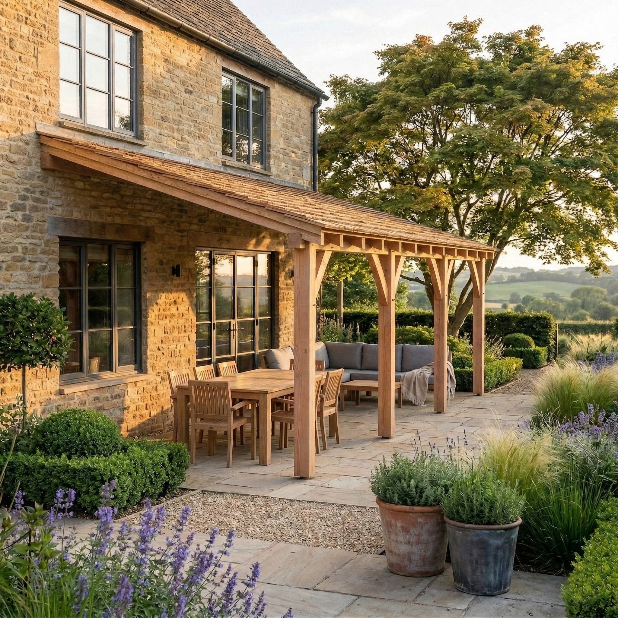 Ruby Lean-To Treated Featheredge Roof Planed British Larch Gazebo