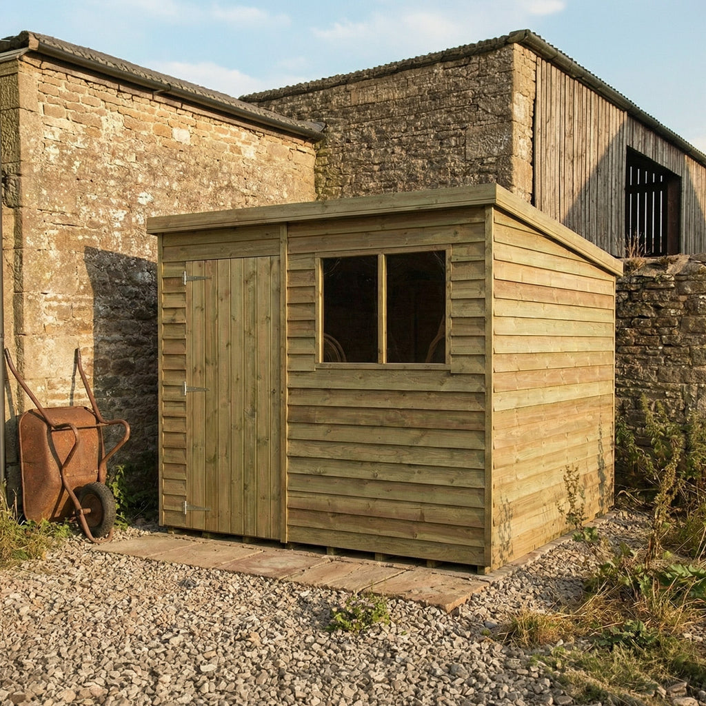 Felt Roof Pressure-Treated Featheredge Pent Shed