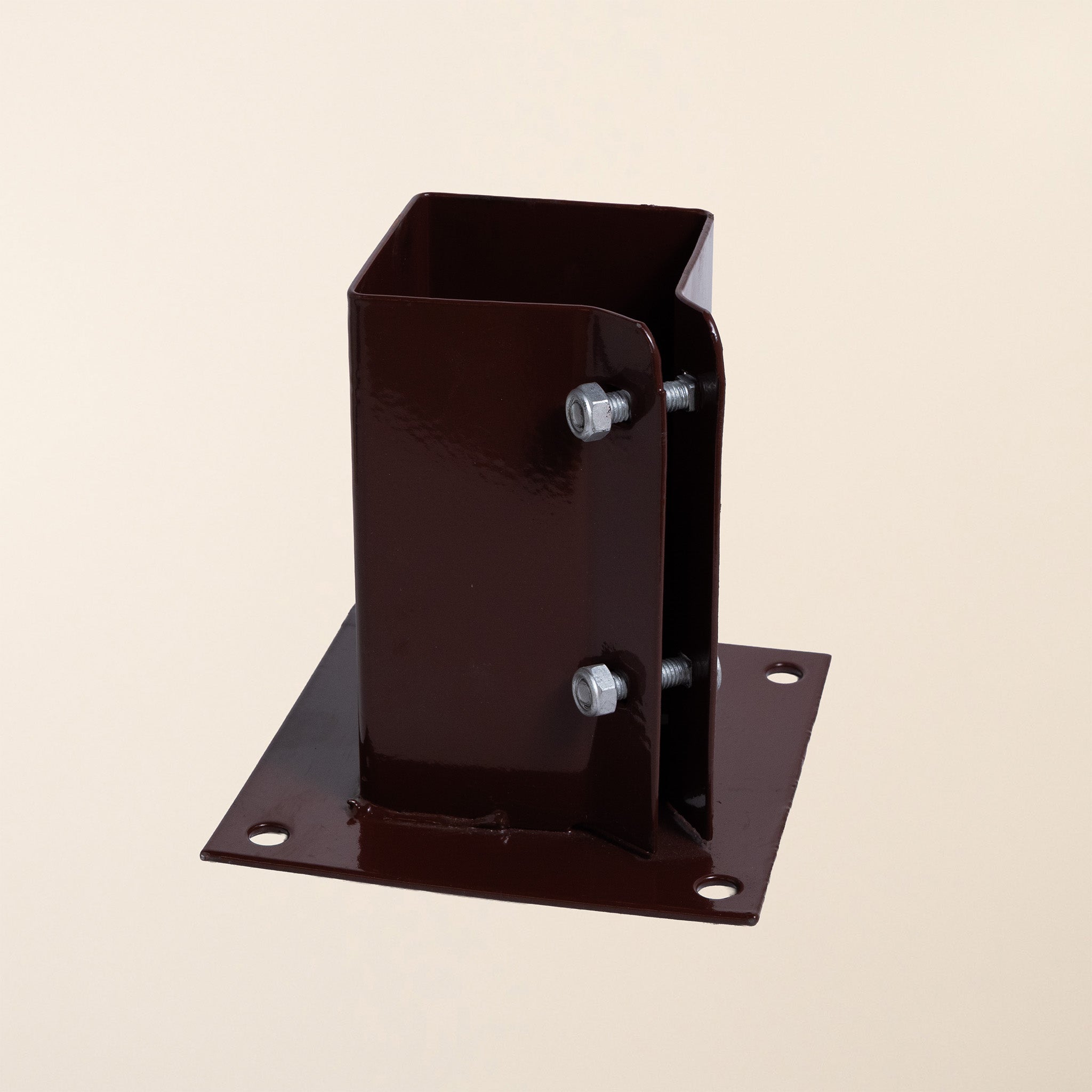 Epoxy Brown Fence Post Holder Bolt Down (Various sizes)