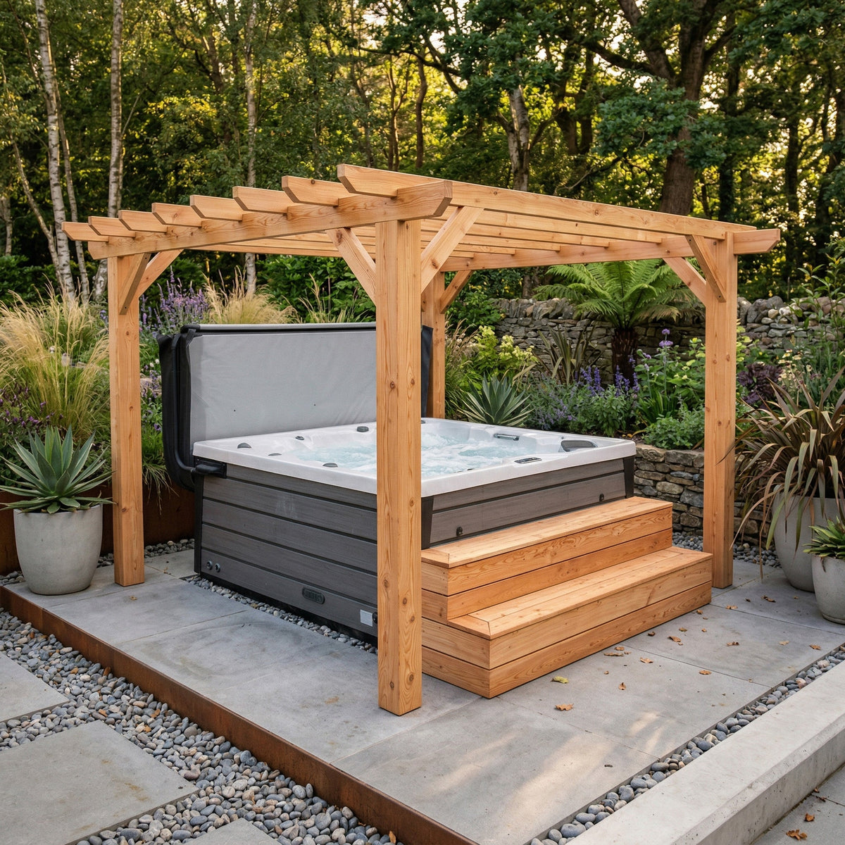Flat & Open Roof Planed British Larch Pergola