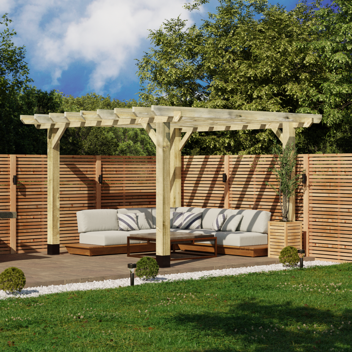 Wooden Pergola - Flat & Open Roof