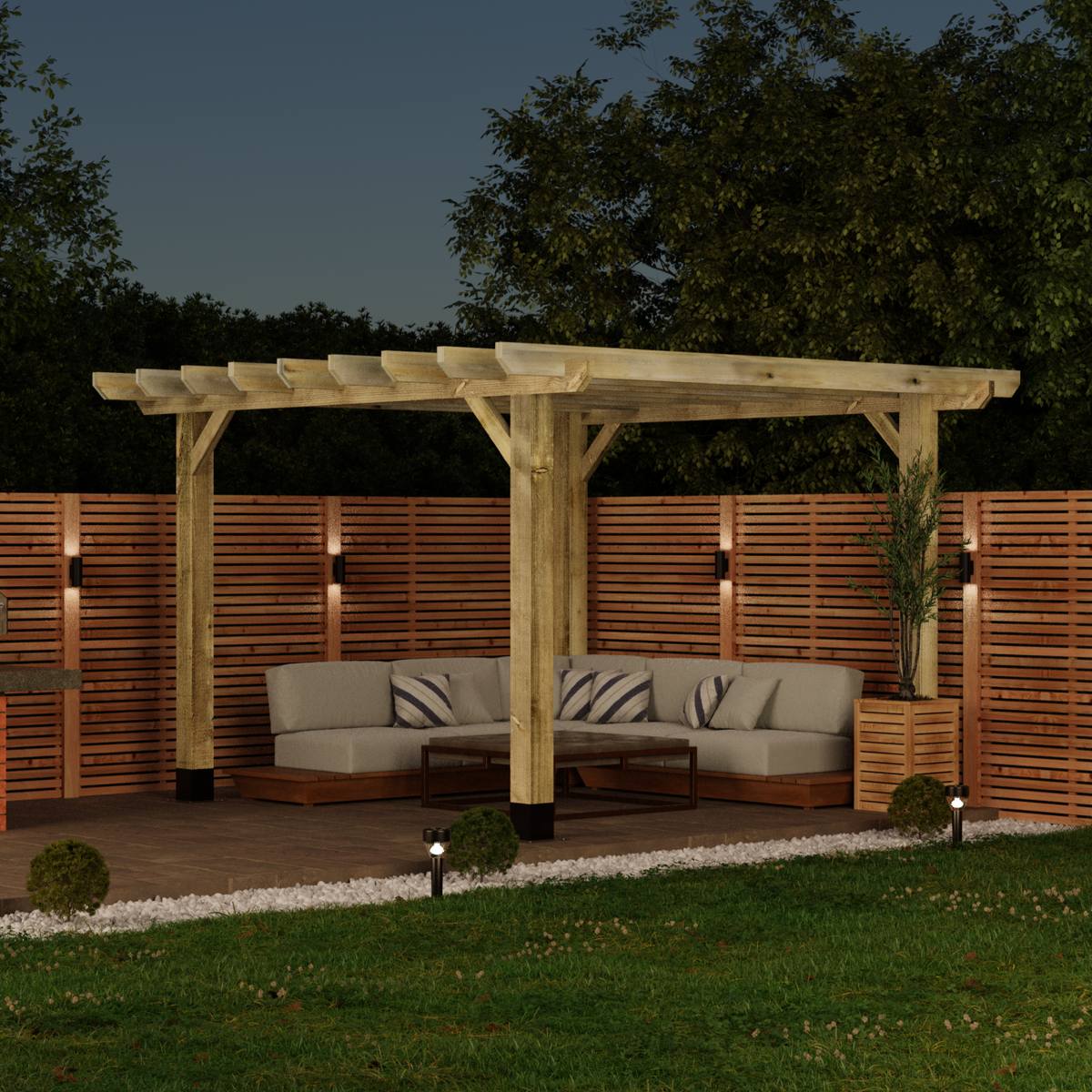 Wooden Pergola - Flat & Open Roof