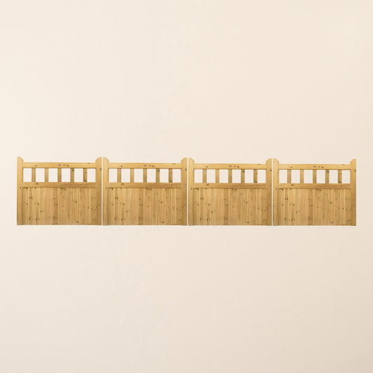 Cottage Scandinavian Redwood Bifold 4-Leaf Driveway Gate