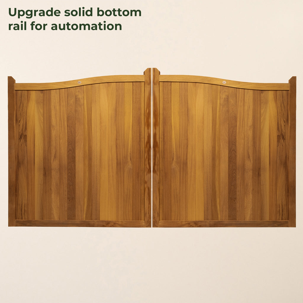 Iroko Swan Neck Driveway Gate Pair