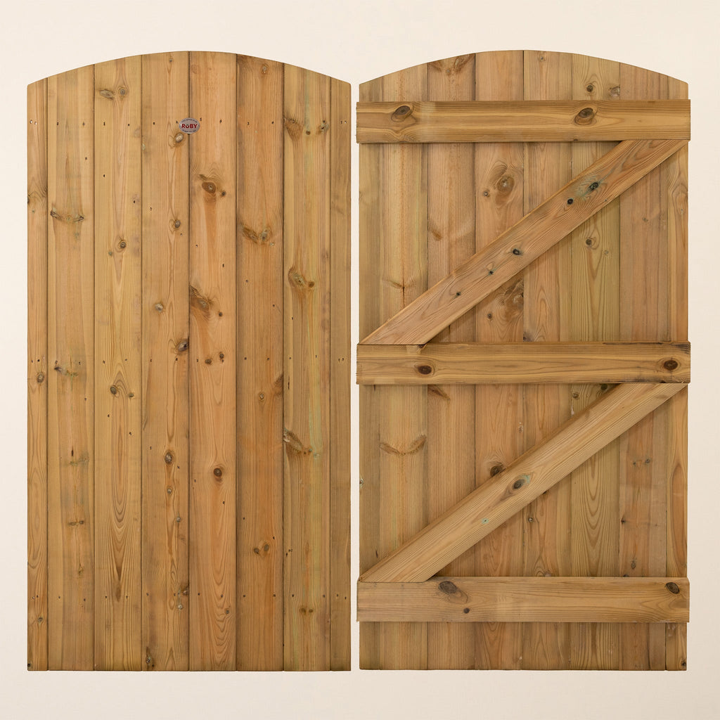 Instow Scandinavian Redwood Curved Top Tongue & Groove Side gate (1.5m High)