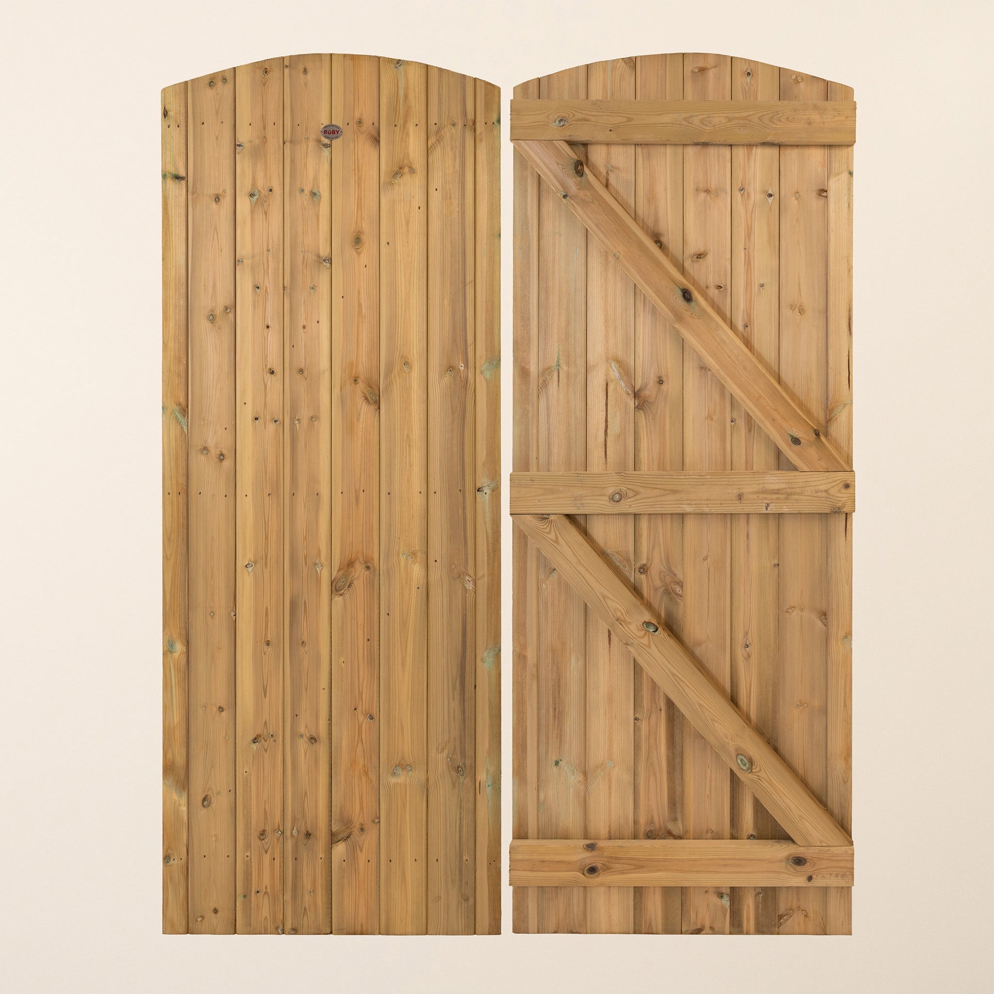 Instow Scandinavian Redwood Curved Top Tongue & Groove Side Gate (2.1m High)