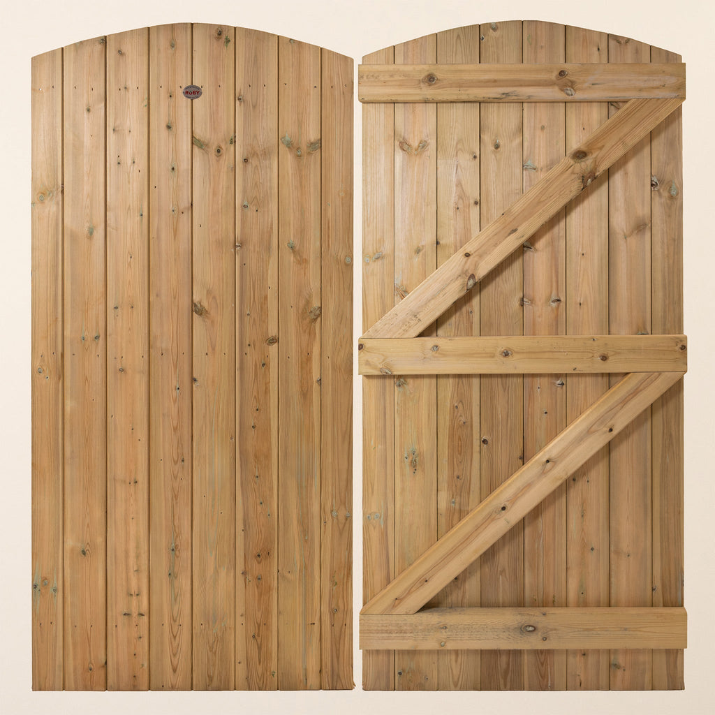 Instow Scandinavian Redwood Curved Top Tongue & Groove Side gate (2.4m High)