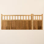 Cottage Scandinavian Redwood Mortise & Tenon 3/4 Split Driveway Gate Pair
