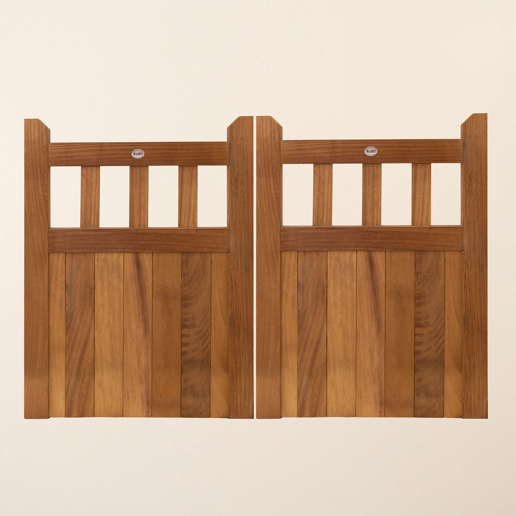 Iroko Cottage Mortise & Tenon Driveway Gate Pair