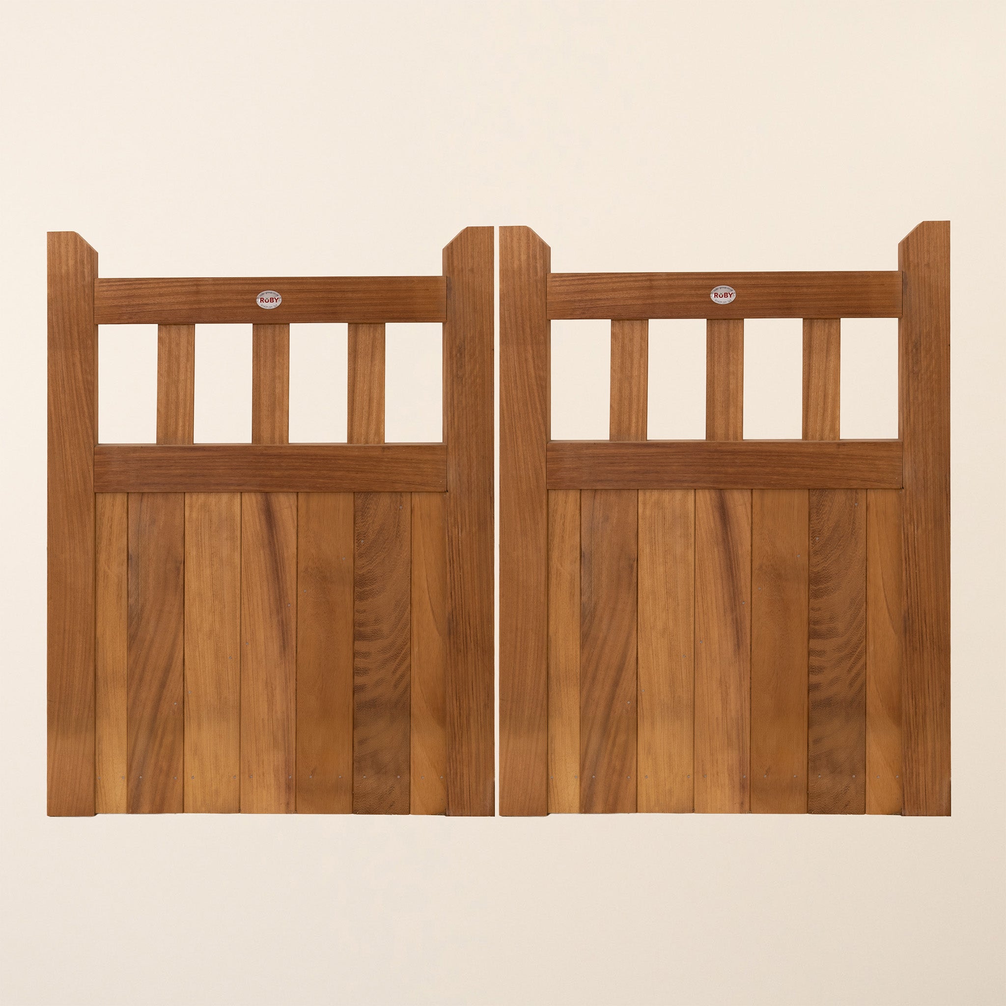 Iroko Cottage Mortise & Tenon Driveway Gate Pair