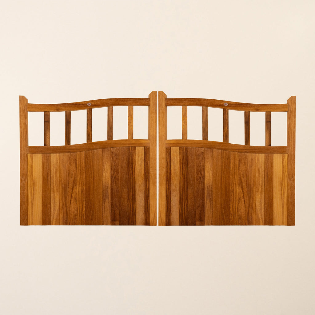 Iroko Swan Neck Cottage Driveway Gate Pair
