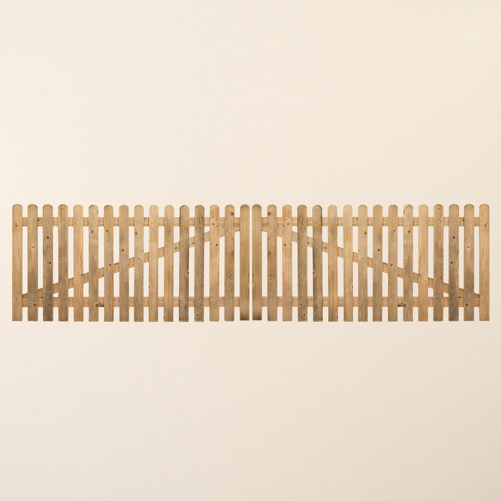 Scandinavian Redwood Picket Driveway Gate Pair