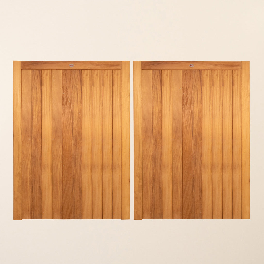Croyde Iroko Mortise & Tenon Driveway Gate Pair