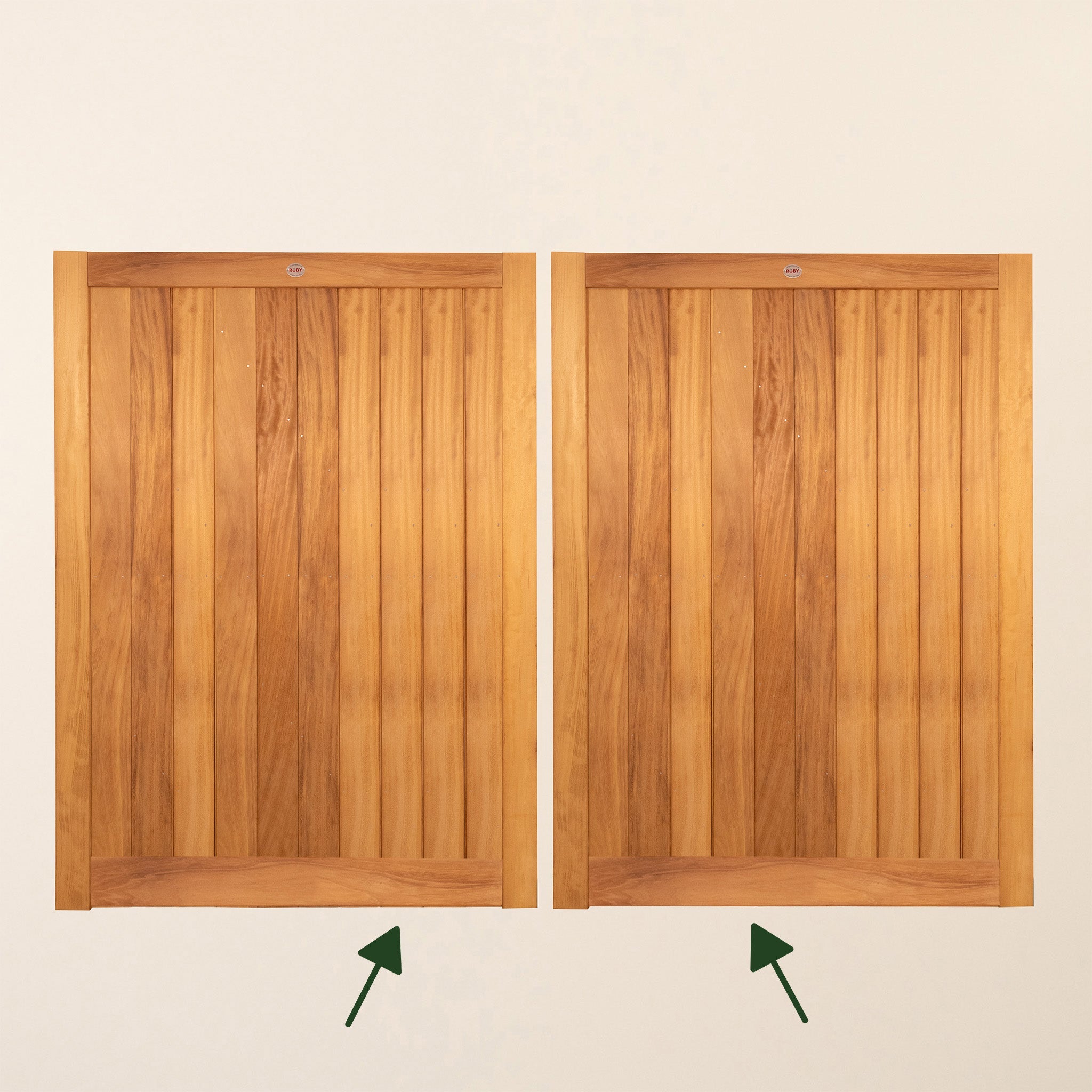 Iroko Thicker Bottom / Middle Rail for Gates (Allows for Automation - Pair)