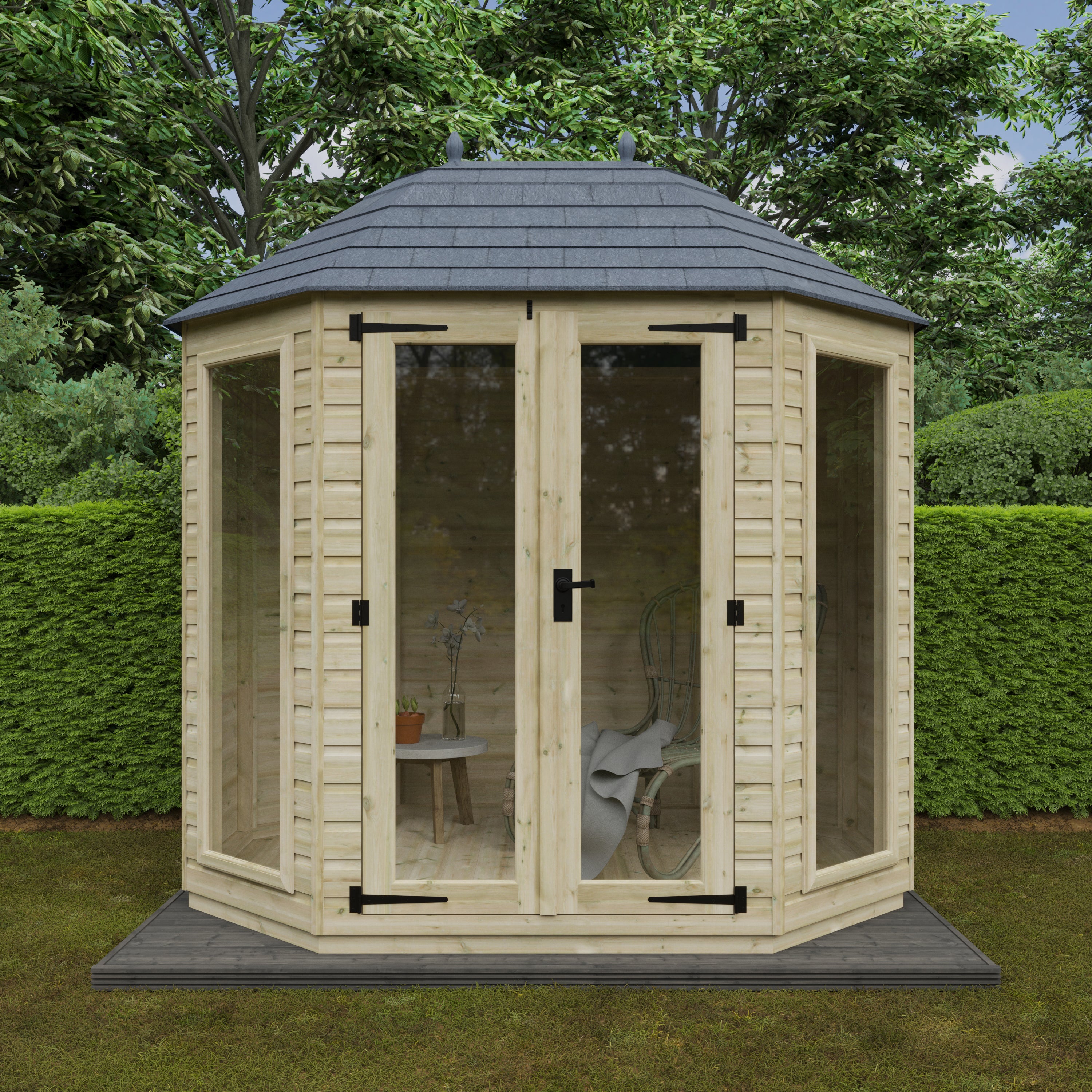 Tanalised Octagonal Full Pane Summerhouse