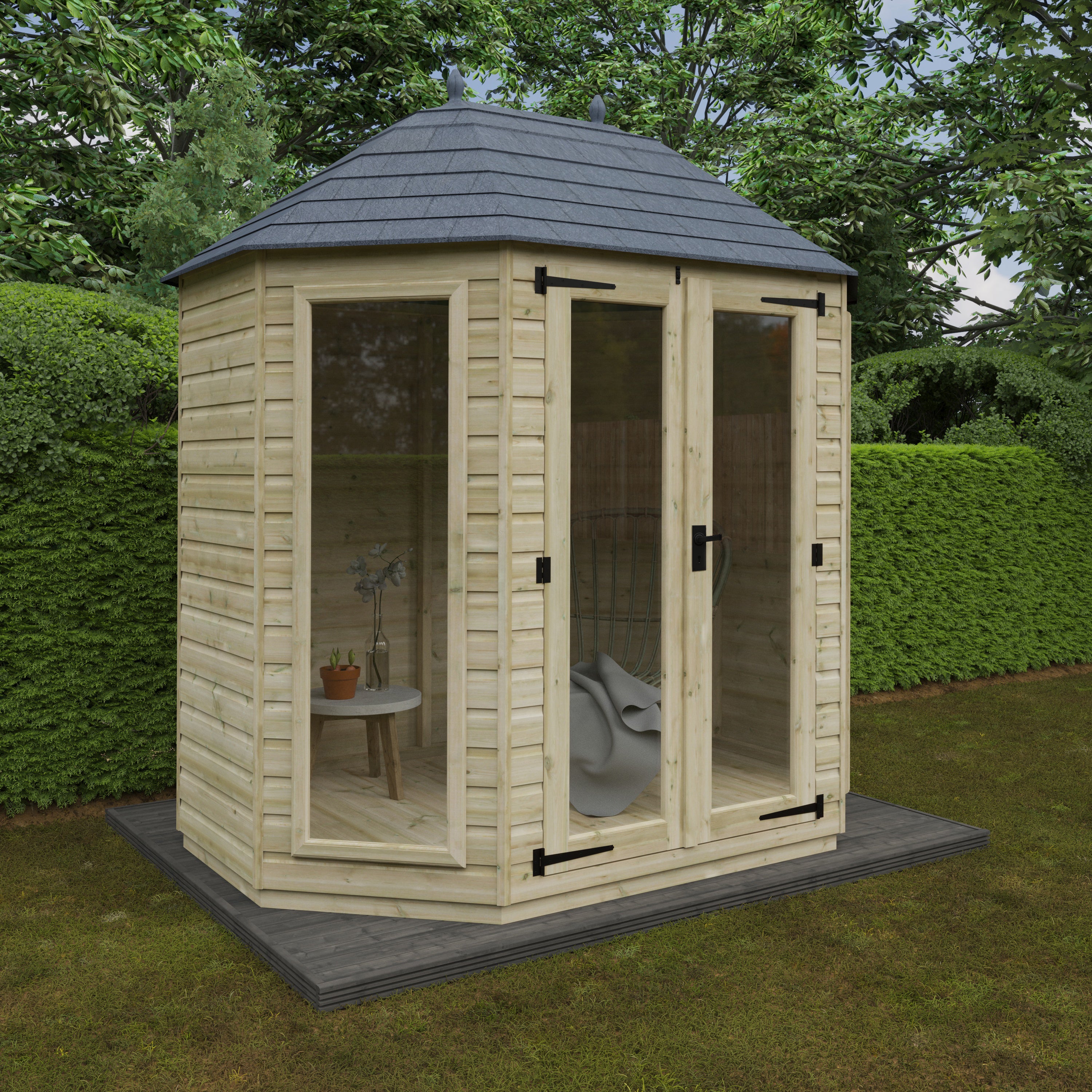 Tanalised Octagonal Full Pane Summerhouse