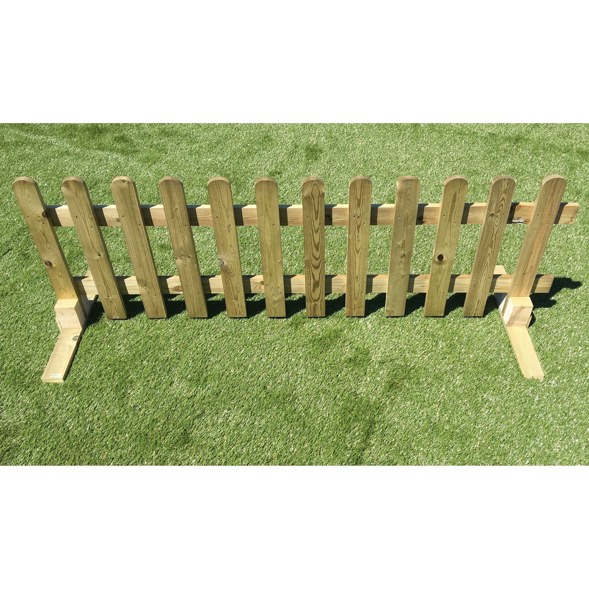 Portable Freestanding Scandinavian Redwood Treated Picket Fence Panel