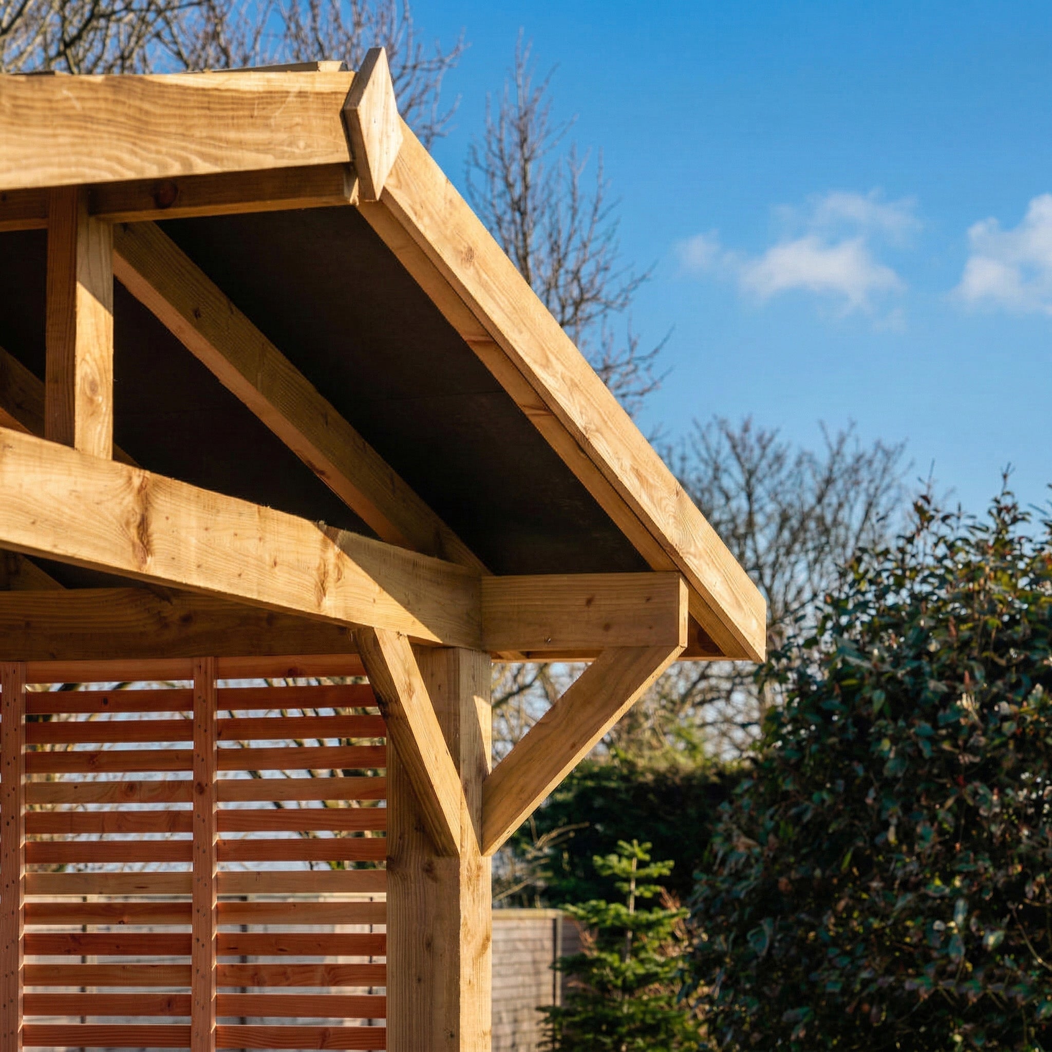 Full-Height Slatted Wall with Pergola Kit – Individual Wall