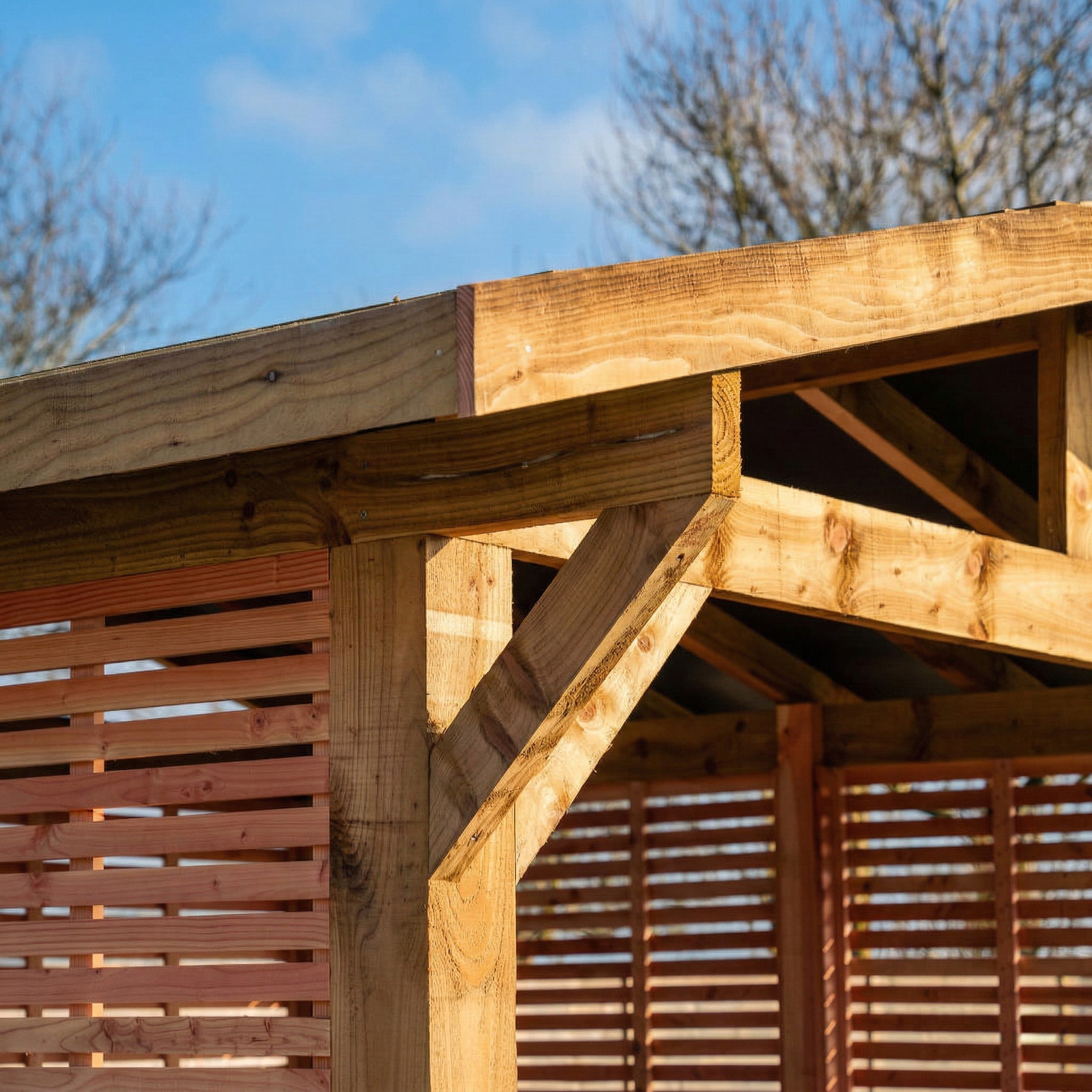 Full-Height Slatted Wall with Pergola Kit – Individual Wall