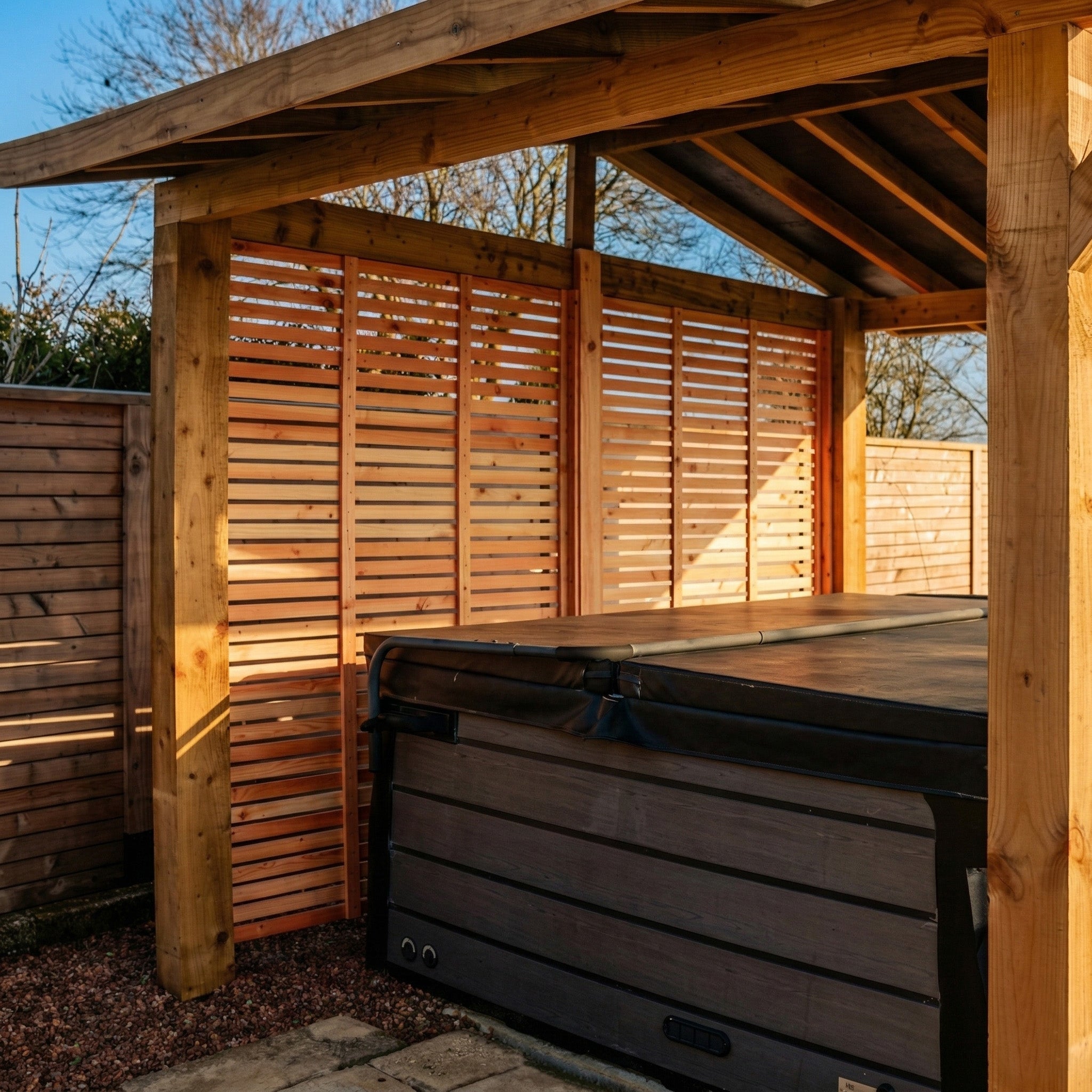 Full-Height Slatted Wall with Pergola Kit – Individual Wall