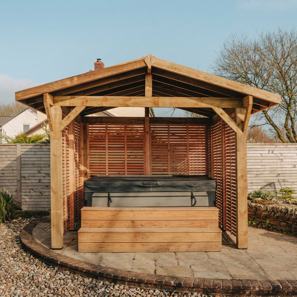 Full-Height Slatted Wall with Pergola Kit – Individual Wall