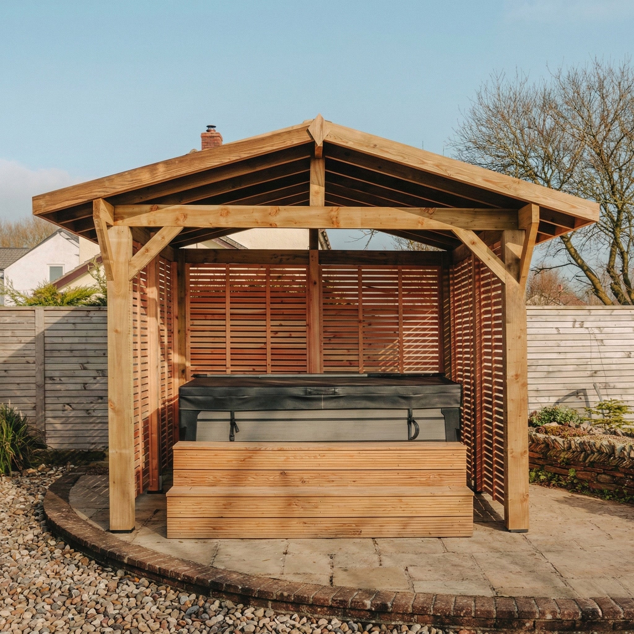 Full-Height Slatted Wall with Pergola Kit – Individual Wall
