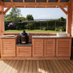 Outdoor Kitchen with Slatted Cabinets & Polished Concrete Worktop