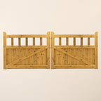 Cottage Scandinavian Redwood Mortise and Tenon T&G Driveway Gate Pair