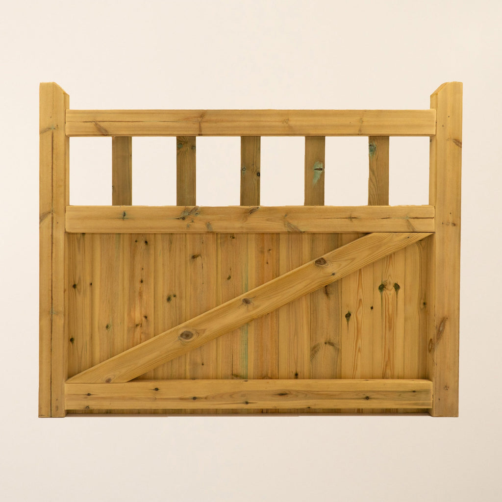 Cottage Scandinavian Redwood Mortise and Tenon T&G Driveway Gate Pair