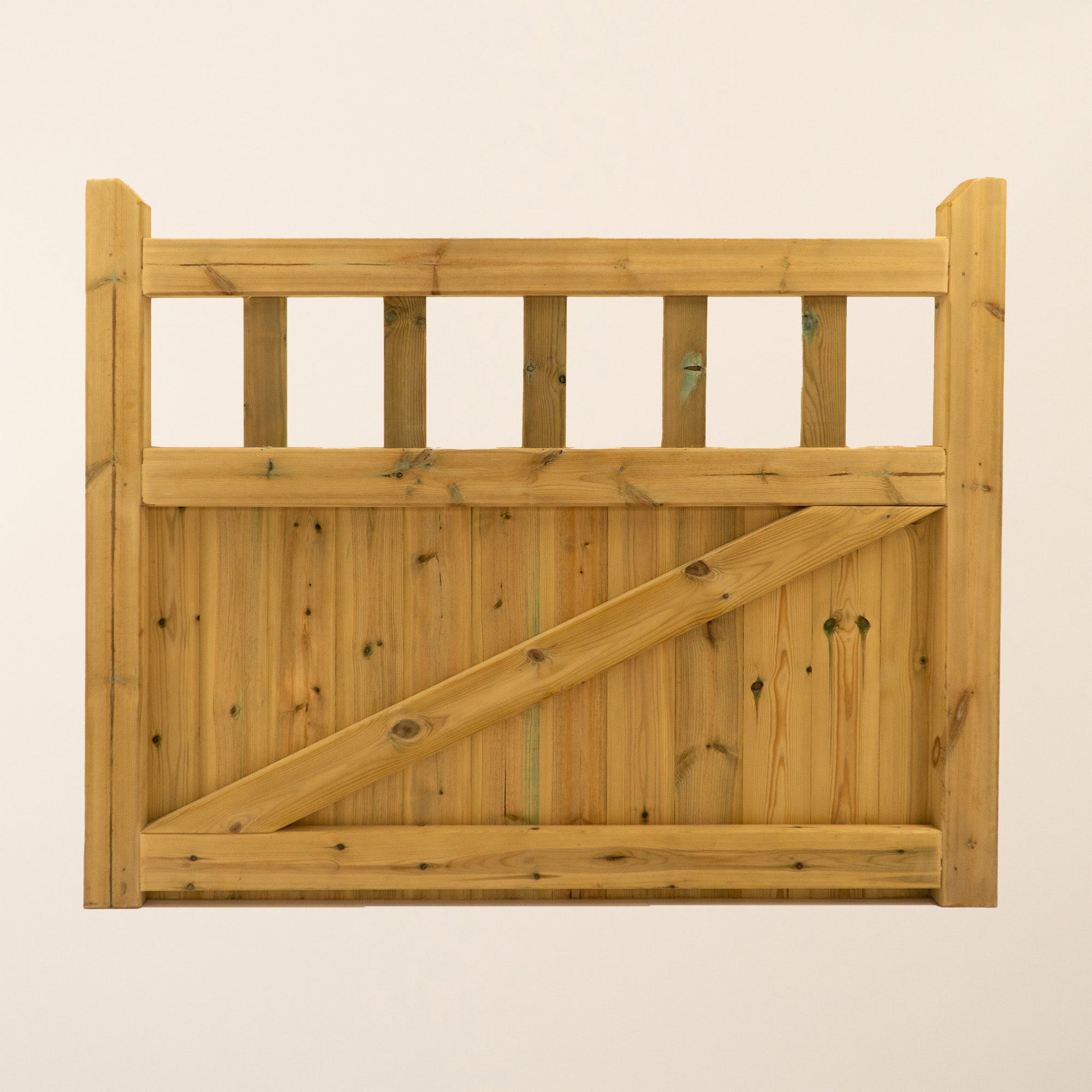 Cottage Scandinavian Redwood Mortise and Tenon T&G Driveway Gate Pair